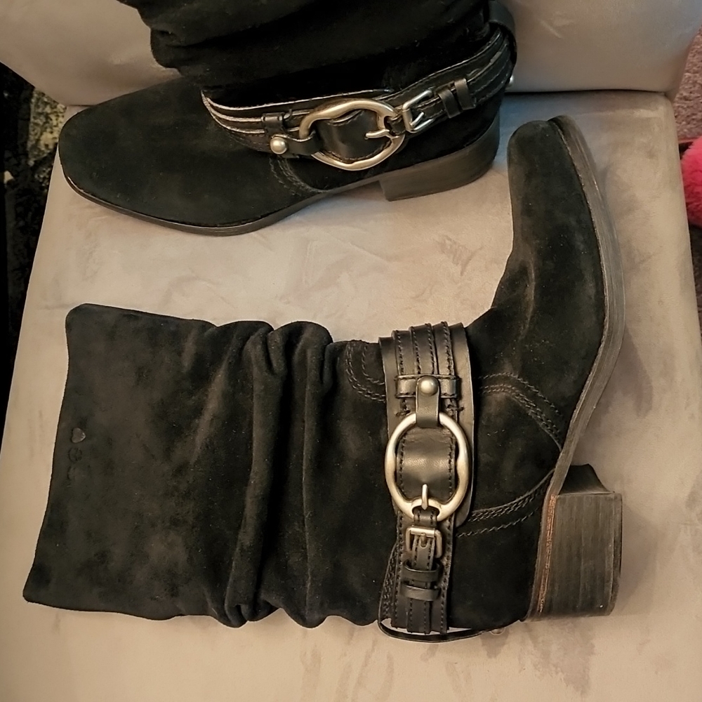 Suede Lucky Brand Buckled Boots 10M